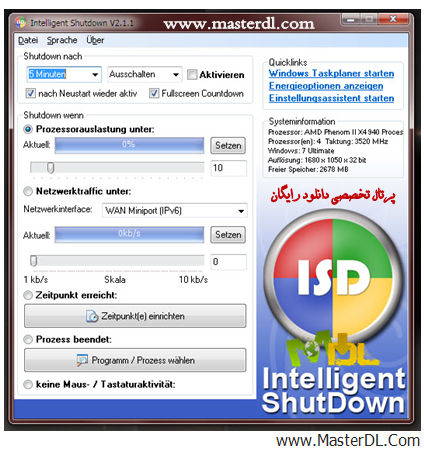 دانلود نرم افزار خاموش کردن اتوماتیک کامپیوتر با Intelligent Shutdown 2.1.6